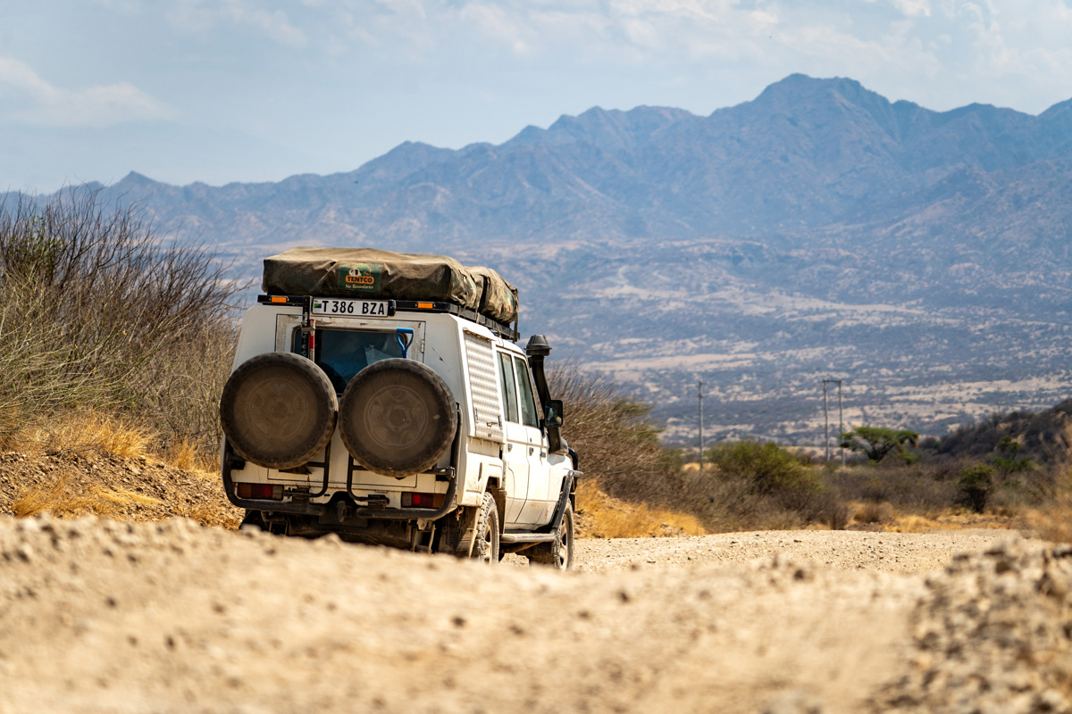 A Land Cruiser driving in Tanzania